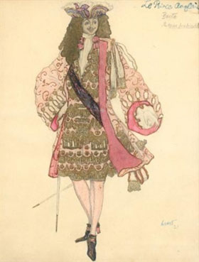 Costume design for act II of Le Prince Anglais