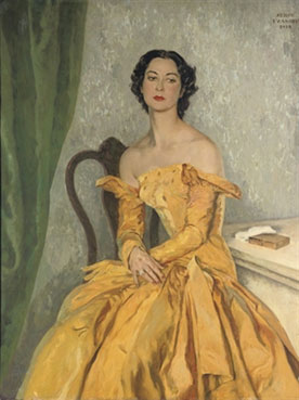 Portrait of Simone Gentile in a yellow gown