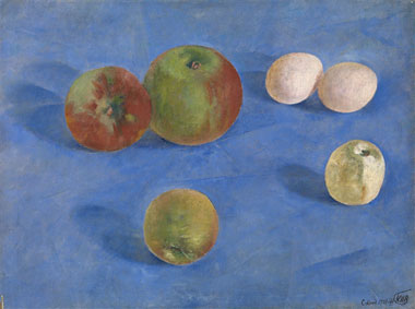 Still life. Apples and eggs