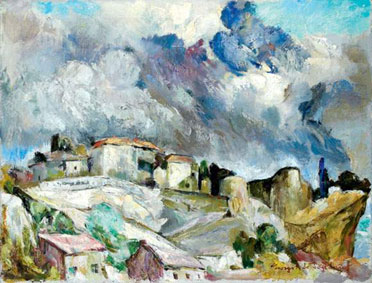 Village sous l`orage