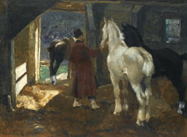 Horses in a stable