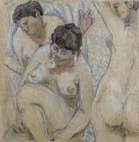 Three female bathers with a rose