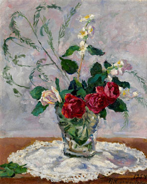 Still life with roses, Jasmine and Asparagus