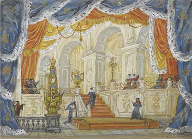 Set design for a production of Un Ballo in Maschera