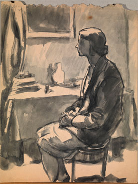 Sketch of a Woman in an Interior