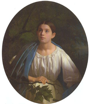 Portrait of girl in a leafy arbor