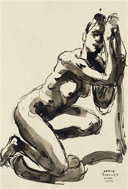 Crouching female nude