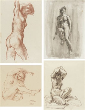 Four studies of female nudes