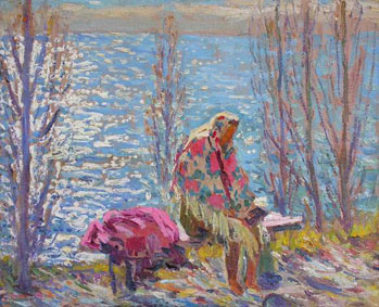 Ukrainienne au bord de la rivière