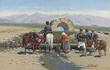 At the well, Caucasus