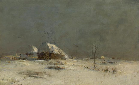 Winter landscape with farmhouses near Matrionovka