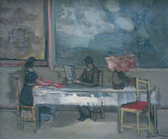 Homme et femme au bout de table