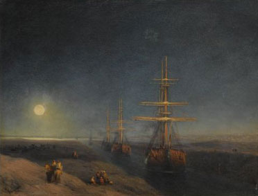 Кораблі в каналі вночі