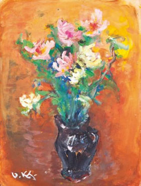 Pivoines au vase noir