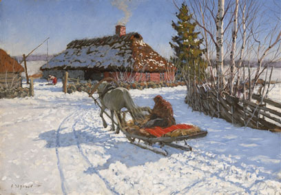 Winter scene with sleigh