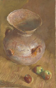 Still life with jug and apples