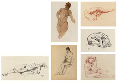 A group of twelve nude studies