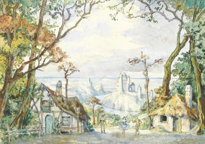 Set design for Giselle, Act I