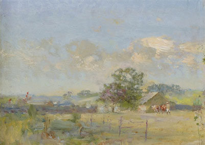 A summer landscape with cows