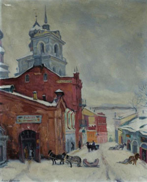 Russian street in winter