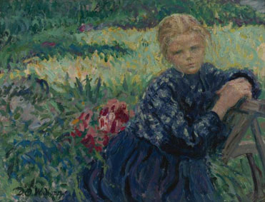 Girl seated in a garden