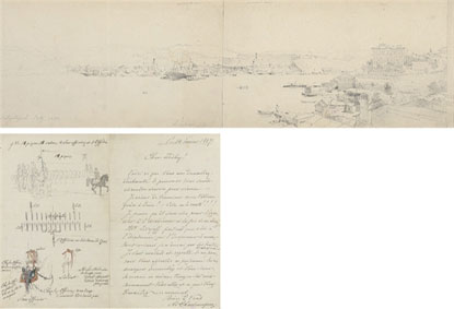 Panoramic view of the port of Sebastopol with Tsar Alexander III`s yacht, the Livadia