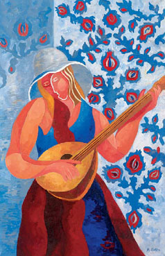 A girl with a mandolin