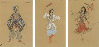 Russian ballet costume designs (5 works)