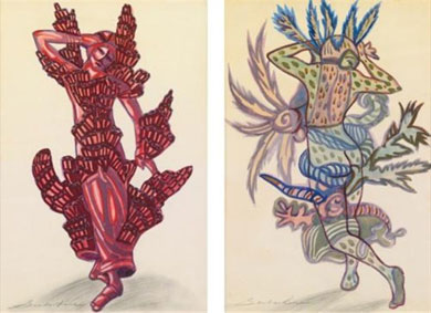 Costume designs for the underwater ballet in Sadko at the Metropolitan opera company: a pair