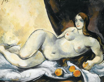 Reclining nude with apples