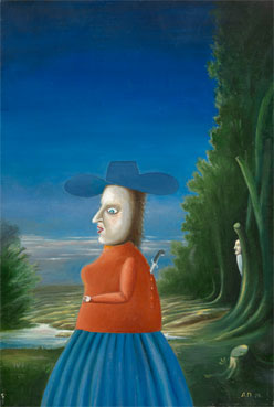 Жінка в блакитному капелюсі