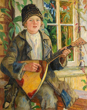 Young boy with a balalaika