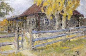 Landscape with wooden hut