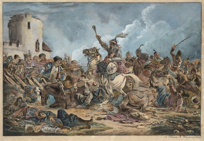 Battle between the Georgians and mountain tribes