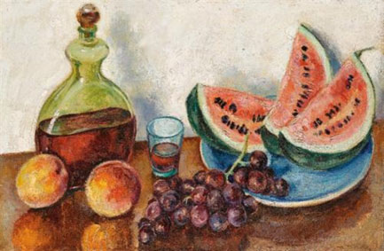 Still life with fruit and carafe