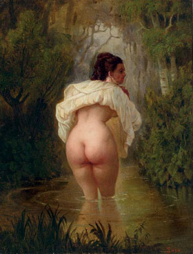 Nude in a pond