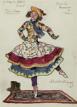 A costume design for Petrushka: The first street dancer