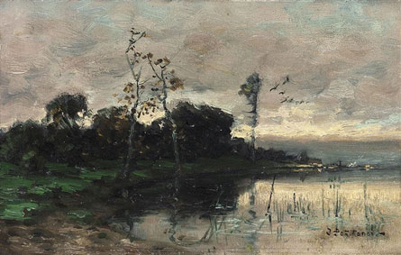 L`etang sous un ciel de pluie