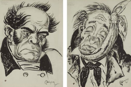 A pair of portraits from Gogol`s Government inspector