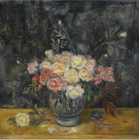 Still life with vase of flowers