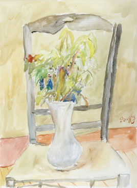 Vase de fleurs sur une chaise