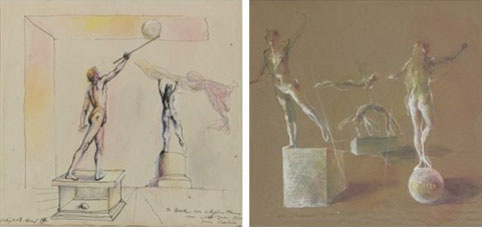 Designs with classical sculpture: two works