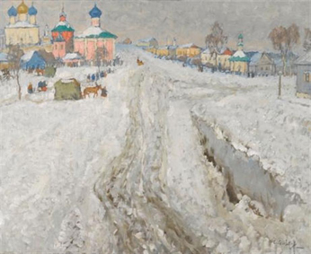 Russian town under the snow