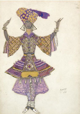 Costume design for a young hindu prince in Le Dieu Bleu