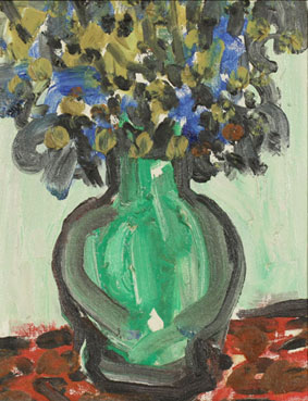 Flowers in a Green Vase