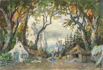 Set design for Giselle, Act I