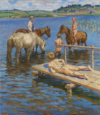 Bathing horses