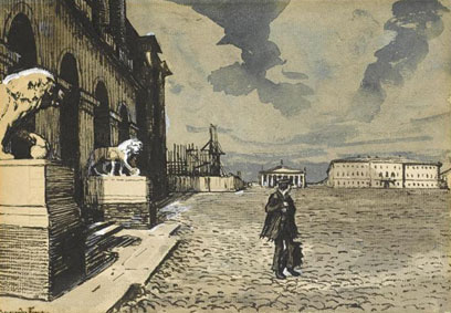 An illustration for Alexander Pushkin`s Bronze Horseman