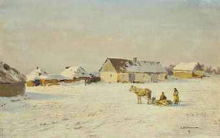 A farm by Nikolskoe (Kherson governorate), a wintry sunny day