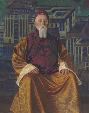 Portrait of Nicholas Roerich in a Tibetan robe